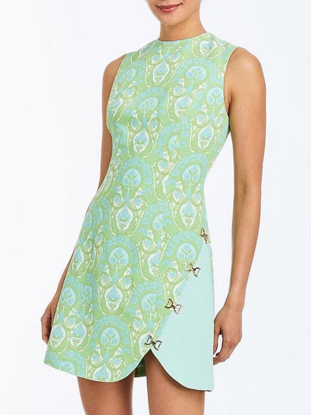 Mestiza Loverde Trellis Print Crew Neck Sleeveless Fit-And-Flare Mini Dress